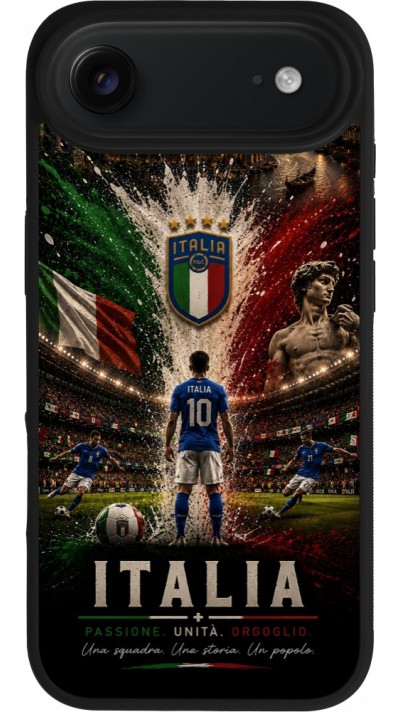 Coque iPhone Air - Silicone rigide noir Football Italie splash 2026