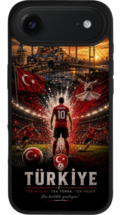 Coque iPhone Air - Silicone rigide noir Football Turquie splash 2026