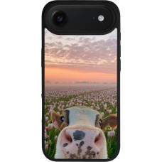 iPhone Air Case Hülle - Silikon schwarz Cow with tulips Spring 2026