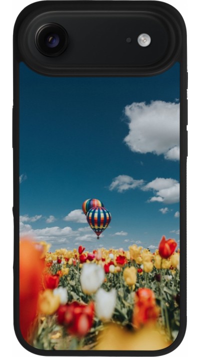 Coque iPhone Air - Silicone rigide noir Hot air balloon Spring 2026
