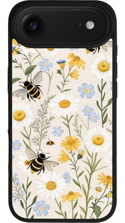 Coque iPhone Air - Silicone rigide noir Pattern bees Spring 2026