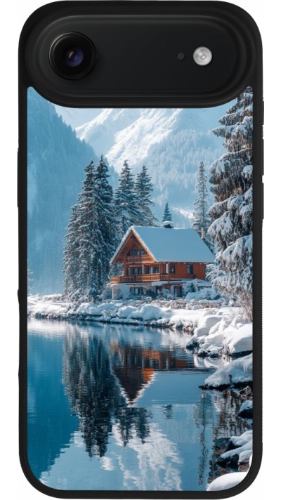 iPhone Air Case Hülle - Silikon schwarz Winter 25 Winter house forest day