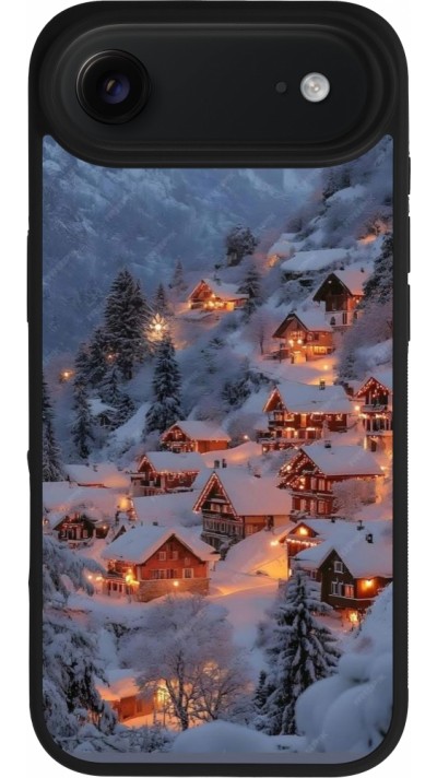 iPhone Air Case Hülle - Silikon schwarz Winter 25 Winter snowy village