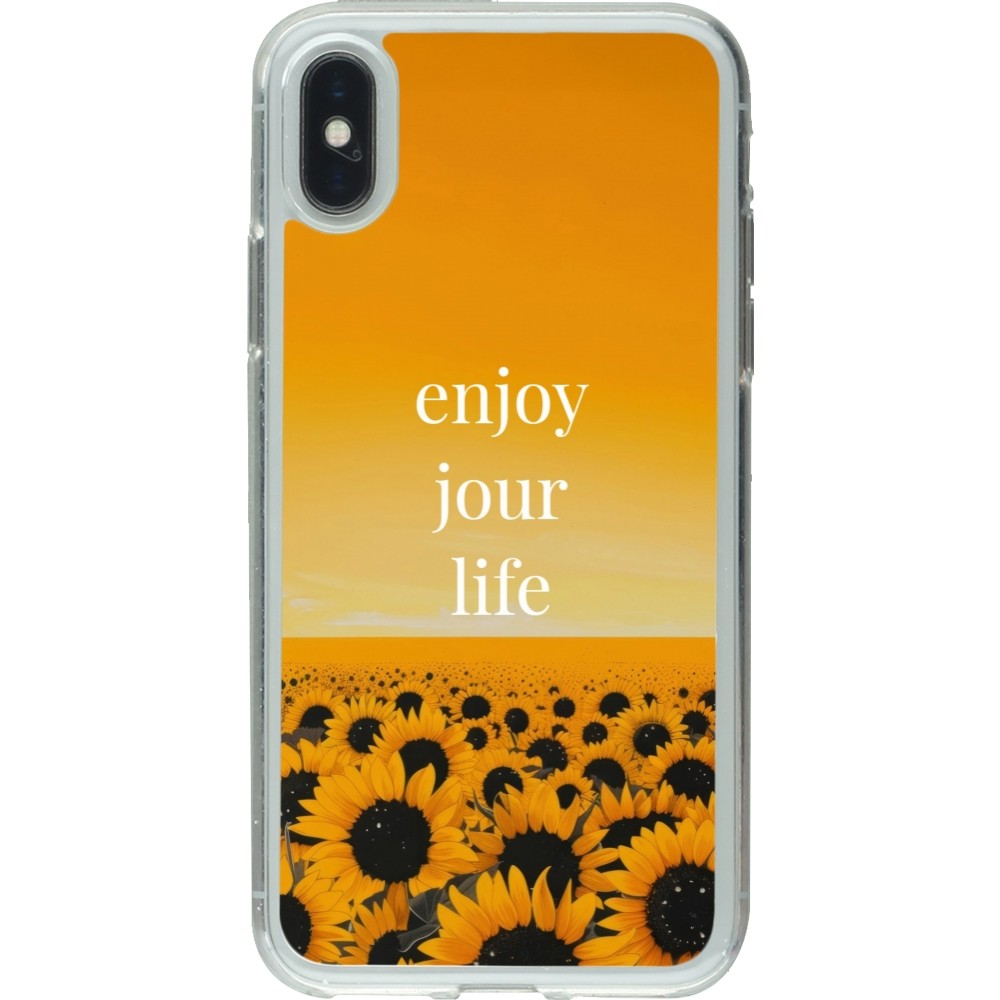 iPhone X / Xs Case Hülle - Gummi transparent Summer 2025 Enjoy your life
