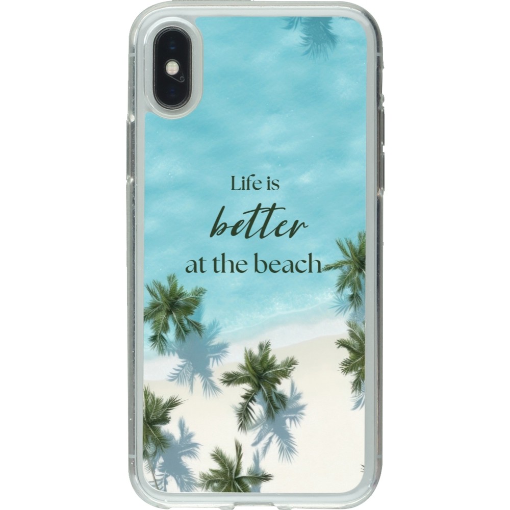 iPhone X / Xs Case Hülle - Gummi transparent Summer 2025 Life is better at the beach