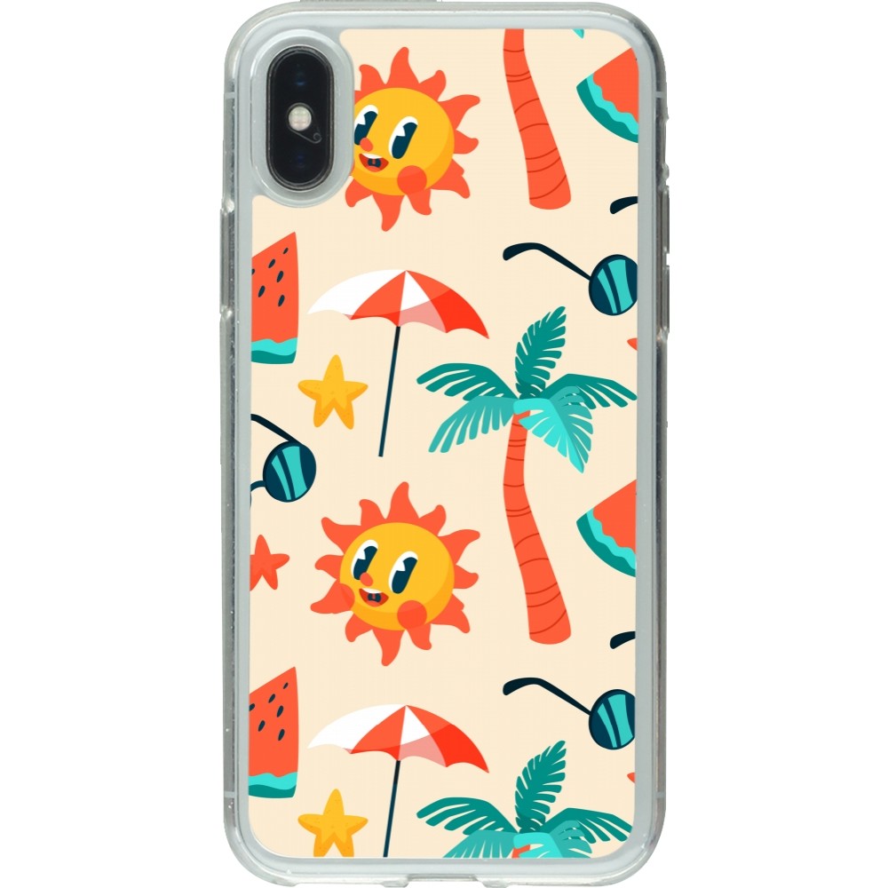 iPhone X / Xs Case Hülle - Gummi transparent Summer 2025 Pattern soleil
