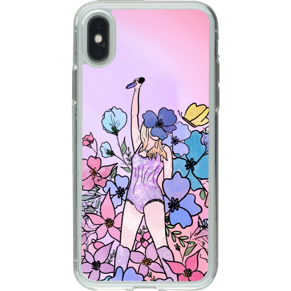 iPhone X / Xs Case Hülle - Gummi transparent Taylor Swift Sketch - Pink