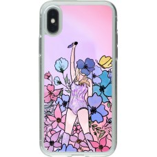 iPhone X / Xs Case Hülle - Gummi transparent Taylor Swift Sketch - Pink