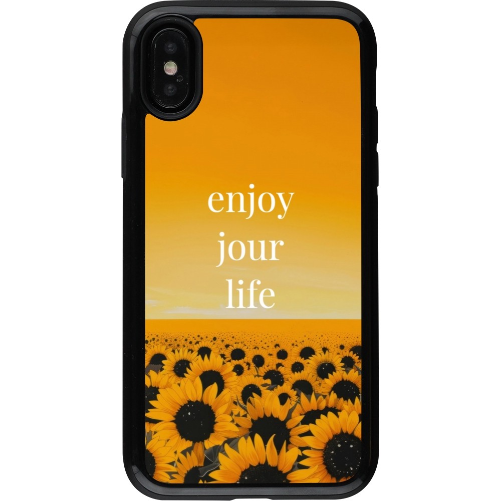 iPhone X / Xs Case Hülle - Hybrid Armor schwarz Summer 2025 Enjoy your life