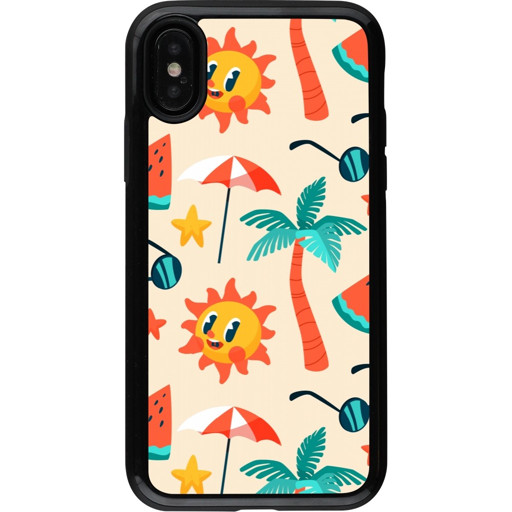 iPhone X / Xs Case Hülle - Hybrid Armor schwarz Summer 2025 Pattern soleil