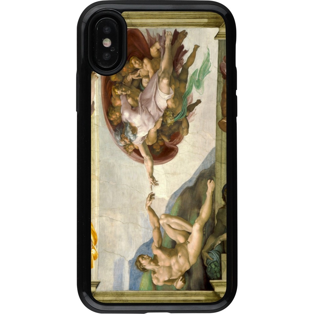iPhone X / Xs Case Hülle - Hybrid Armor schwarz Kunstbild - Die Erschaffung Adams - Michelangelo