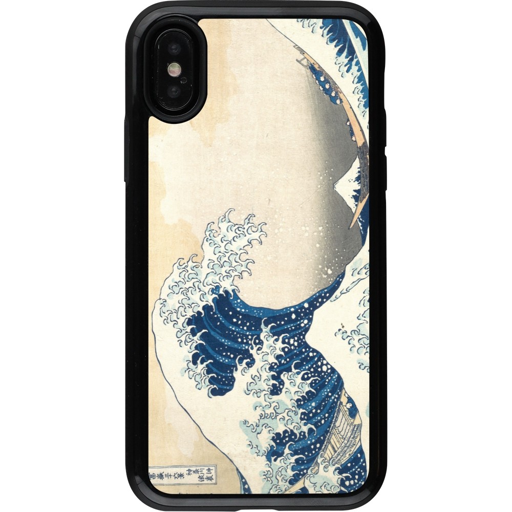 iPhone X / Xs Case Hülle - Hybrid Armor schwarz Kunstbild - Die große Welle vor Kanagawa - Hokusai