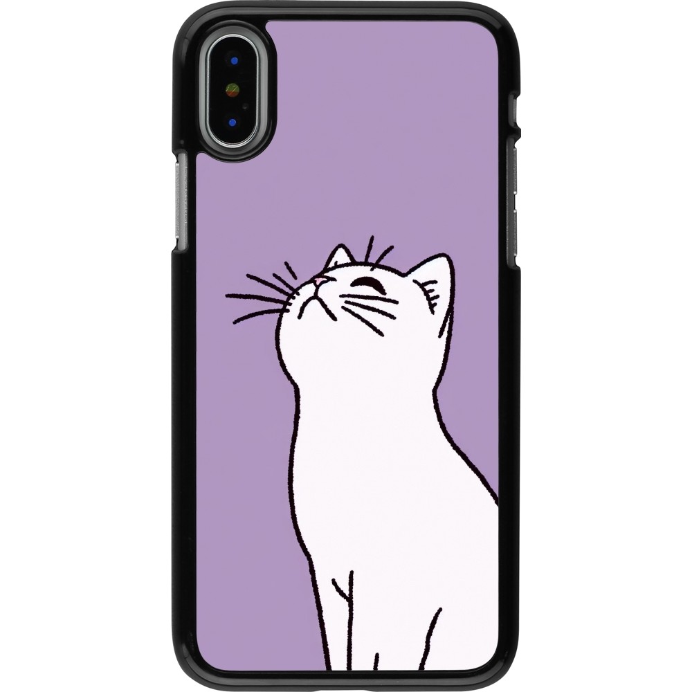 iPhone X / Xs Case Hülle - Chat auf lila Hintergrund