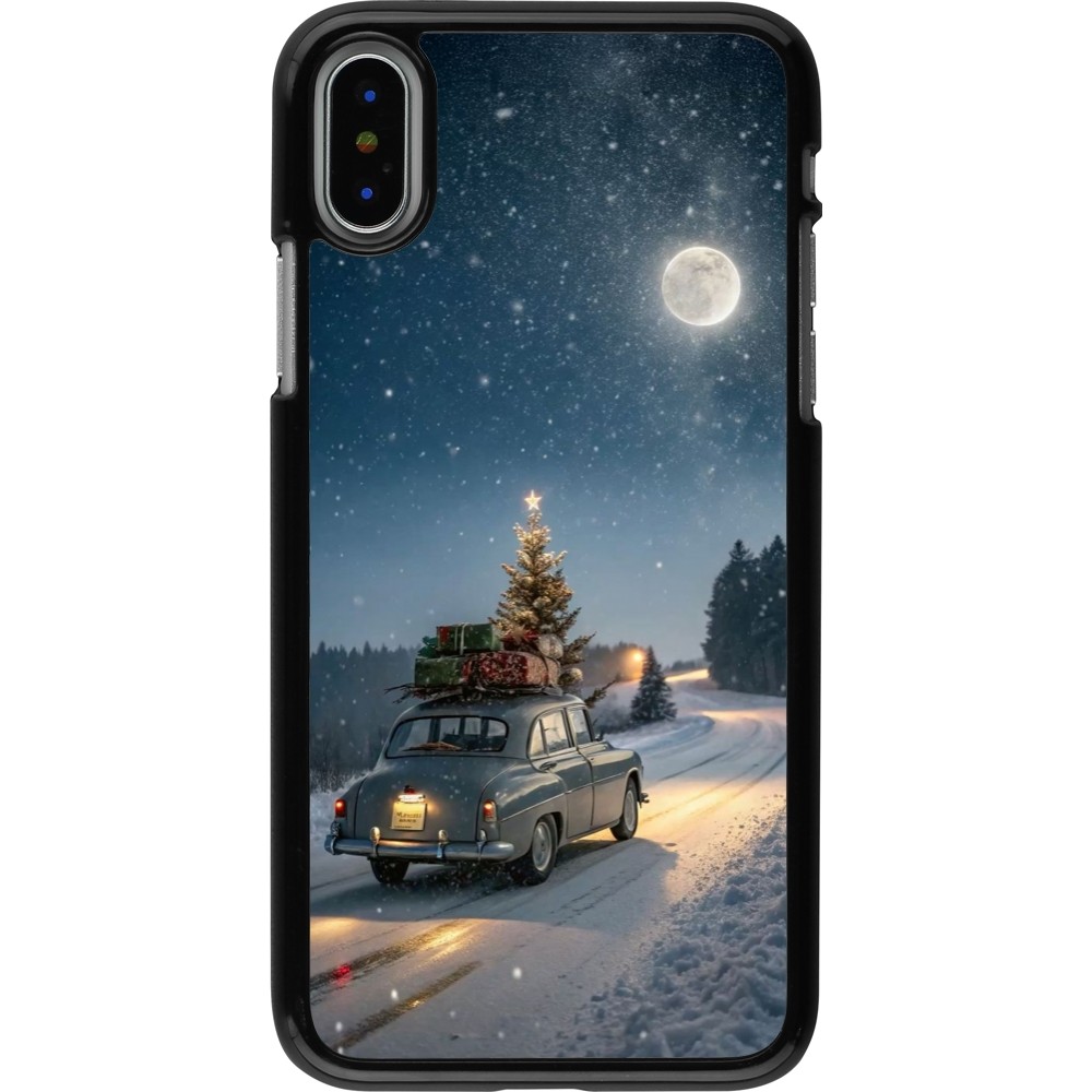 iPhone X / Xs Case Hülle - Christmas 25 Car with Tree Xmas