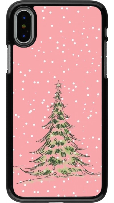 iPhone X / Xs Case Hülle - Christmas 25 Pink Tree
