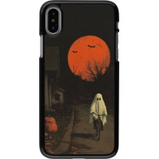 iPhone X / Xs Case Hülle - Halloween 2025 Ghost on a bicycle