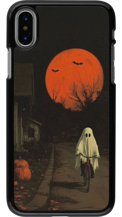 iPhone X / Xs Case Hülle - Halloween 2025 Ghost on a bicycle