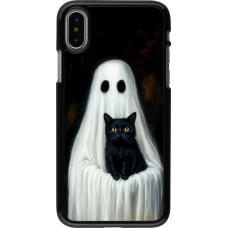 iPhone X / Xs Case Hülle - Halloween 2025 Ghost with black cat