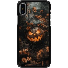 iPhone X / Xs Case Hülle - Halloween 2025 Pumpkin with flowers