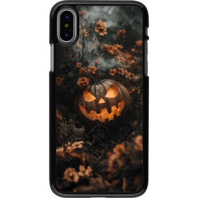 iPhone X / Xs Case Hülle - Halloween 2025 Pumpkin with flowers