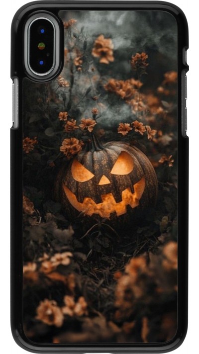 iPhone X / Xs Case Hülle - Halloween 2025 Pumpkin with flowers
