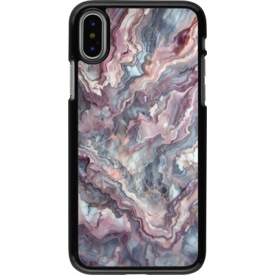 iPhone X / Xs Case Hülle - Violetter silberner Marmor
