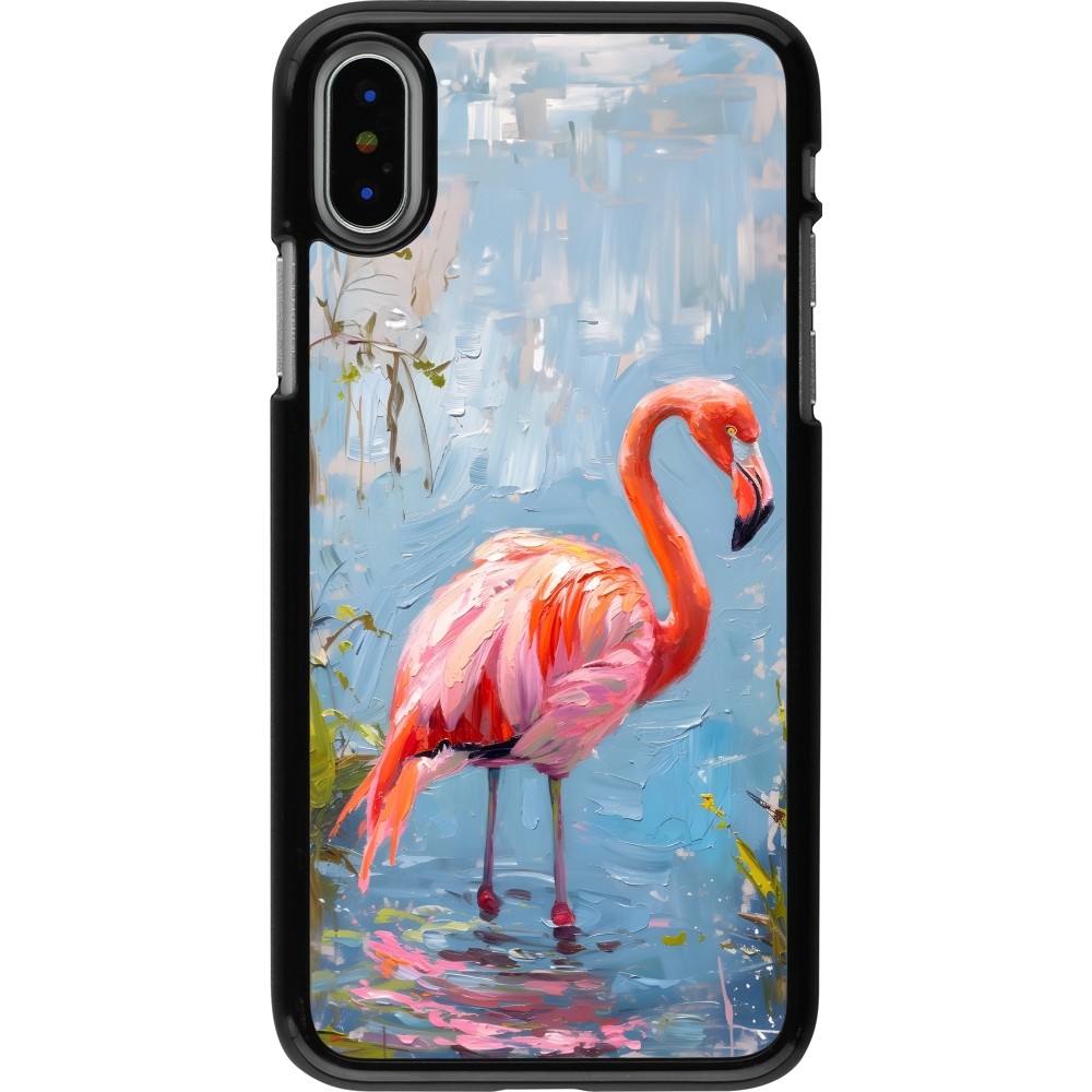 iPhone X / Xs Case Hülle - Paint Flamingo