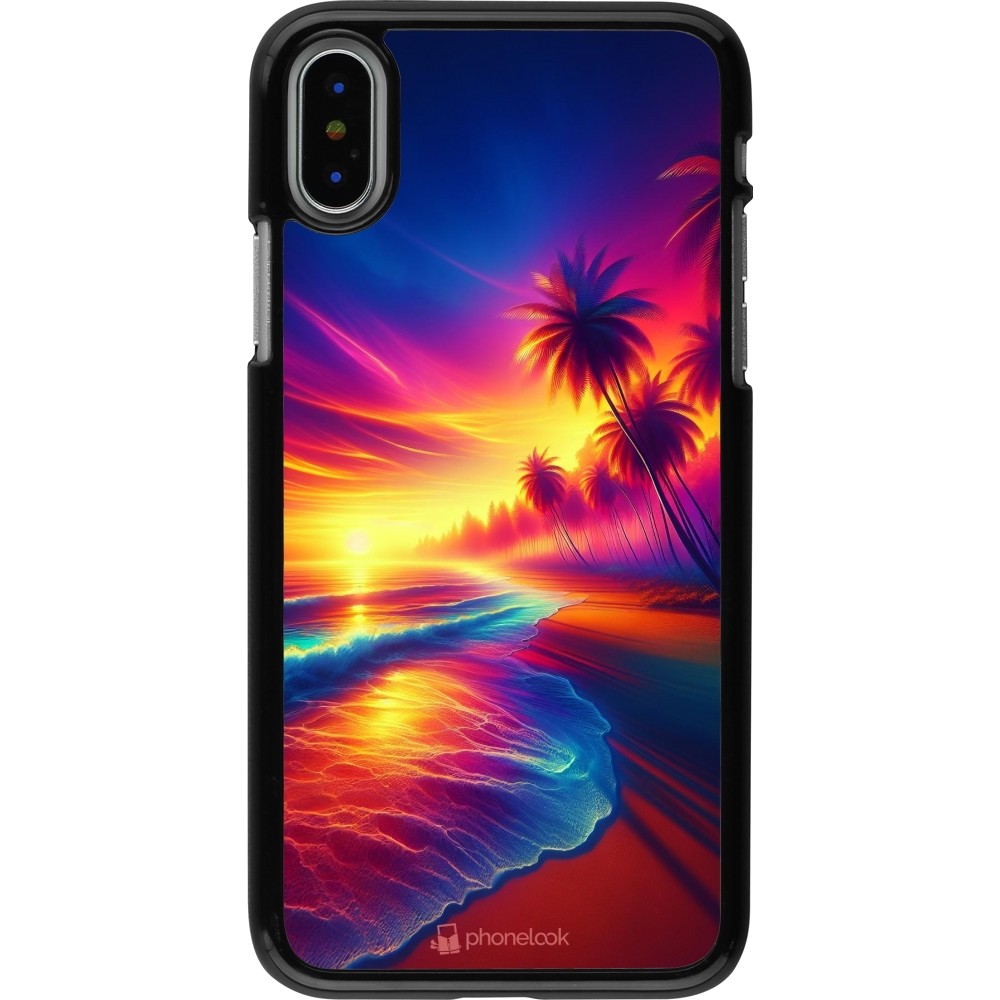iPhone X / Xs Case Hülle - Strand Sonnenuntergang auffällig