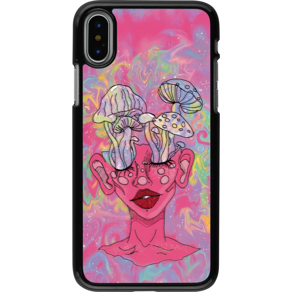 iPhone X / Xs Case Hülle - Psychedelic pink mushroom