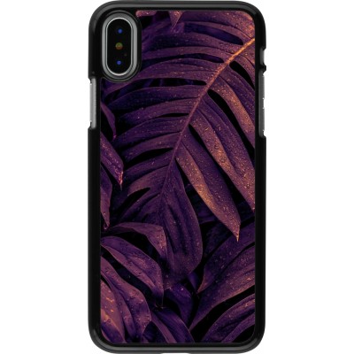 iPhone X / Xs Case Hülle - Purple Light Leaves