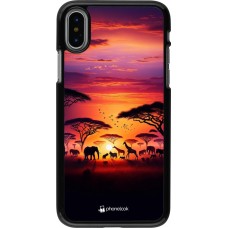 iPhone X / Xs Case Hülle - Safari Sonnenuntergang Wildtiere