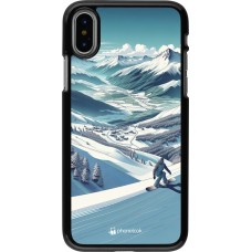 iPhone X / Xs Case Hülle - Snowboarder Berg