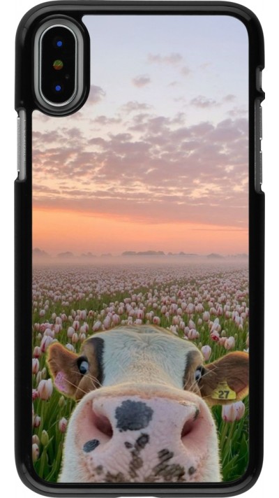 iPhone X / Xs Case Hülle - Cow with tulips 2026