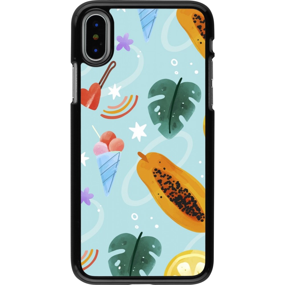 iPhone X / Xs Case Hülle - Summer 2025 Pattern papaya