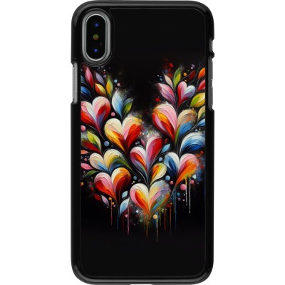 iPhone X / Xs Case Hülle - Valentin 2024 Schwarzes Herz Abstrakt