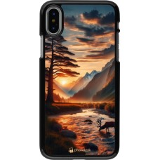 iPhone X / Xs Case Hülle - Tal Sonnenuntergang Hirsch Baum