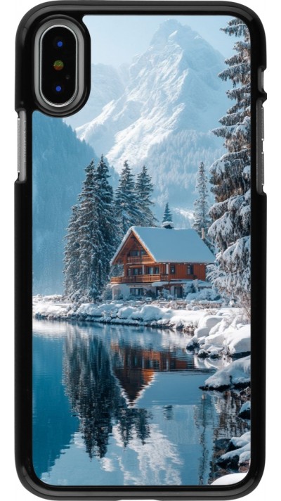 iPhone X / Xs Case Hülle - Winter 25 Winter house forest day