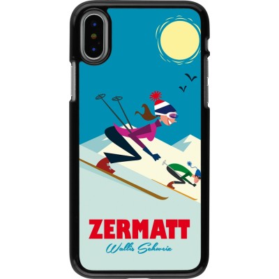 iPhone X / Xs Case Hülle - Zermatt Ski Downhill