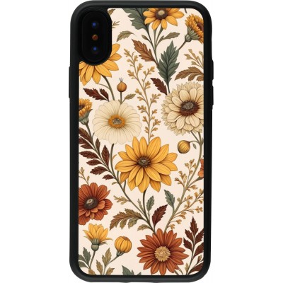iPhone X / Xs Case Hülle - Silikon schwarz Autumn 25 Flower pattern