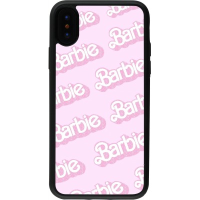 iPhone X / Xs Case Hülle - Silikon schwarz Barbie light pink pattern