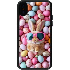 Coque iPhone X / Xs - Silicone rigide noir Easter 2026 Rabbit fun