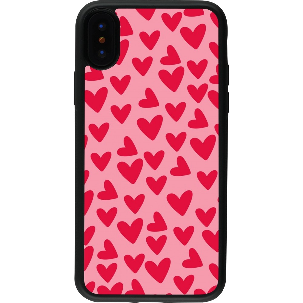 iPhone X / Xs Case Hülle - Silikon schwarz Mom 2024 kleine Herzen