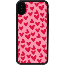 iPhone X / Xs Case Hülle - Silikon schwarz Mom 2024 kleine Herzen