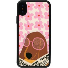 iPhone X / Xs Case Hülle - Silikon schwarz Dog with newspaper 2026