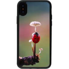 Coque iPhone X / Xs - Silicone rigide noir Ladybird on a mushroom 2026