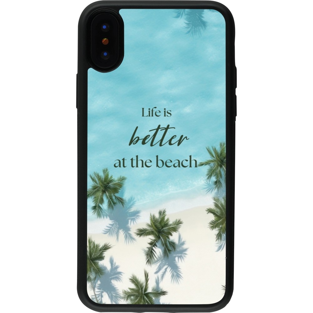 iPhone X / Xs Case Hülle - Silikon schwarz Summer 2025 Life is better at the beach