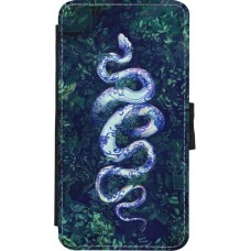 iPhone X / Xs Case Hülle - Wallet schwarz Snake Blue Anaconda