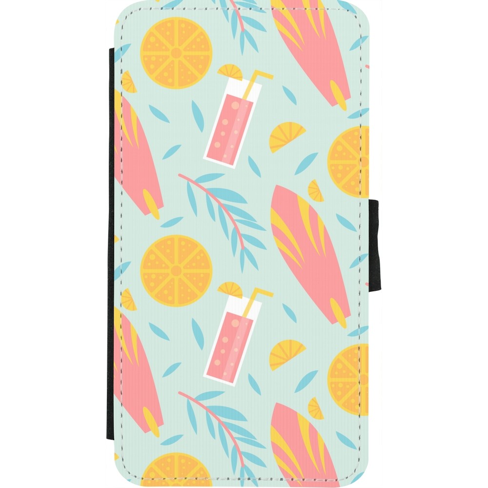 iPhone X / Xs Case Hülle - Wallet schwarz Summer 2025 Pattern citron