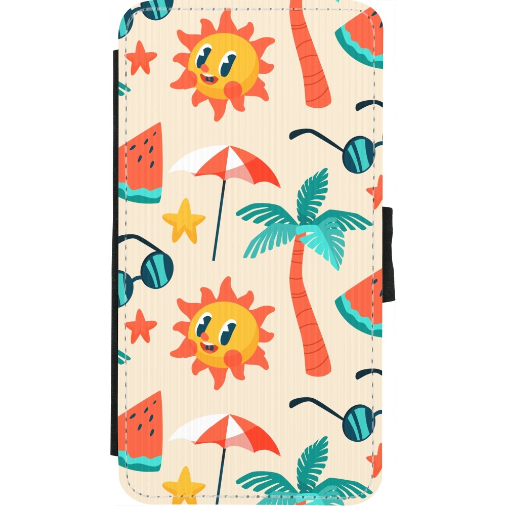 iPhone X / Xs Case Hülle - Wallet schwarz Summer 2025 Pattern soleil