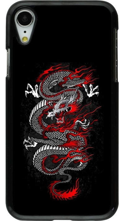 iPhone XR Case Hülle - Japanese style Dragon Tattoo Red Black